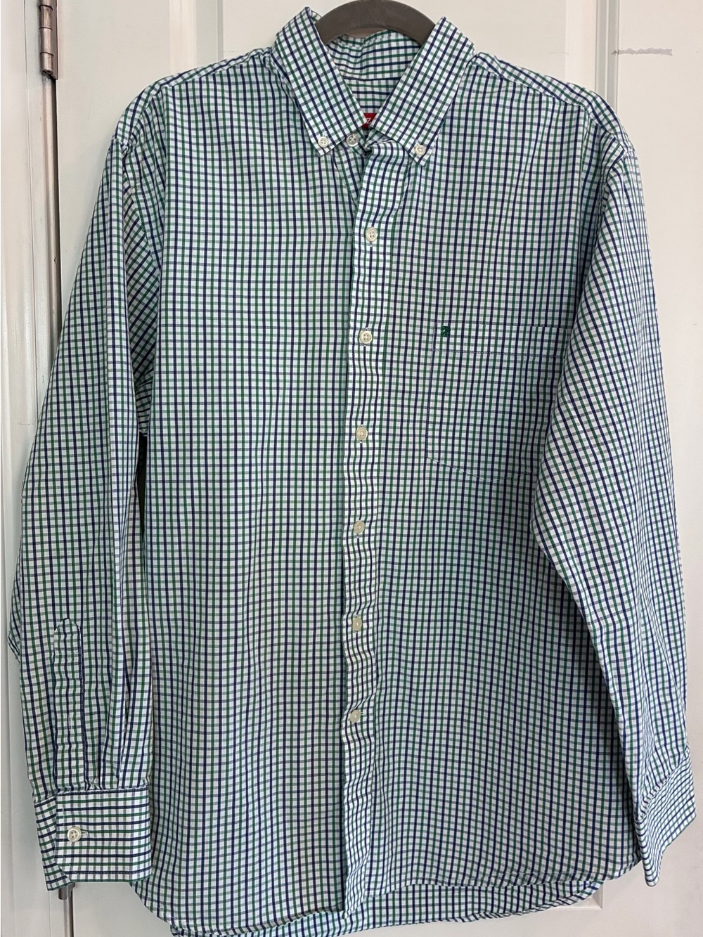 Izod Green and Blue Plaid Button-Down Shirt Men’s L